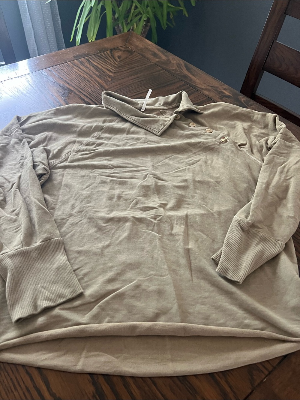 Urban Outfitters olive green Solid Knit Collared Button Long Sleeve Women-S #599